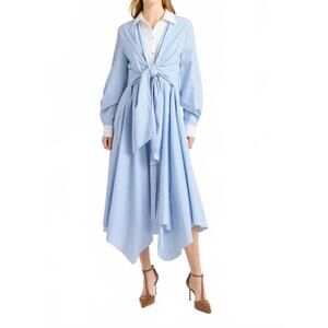 jacey silk knotted shirt dress Mae Bouquet Jacey Tie-Waist Midi Dress